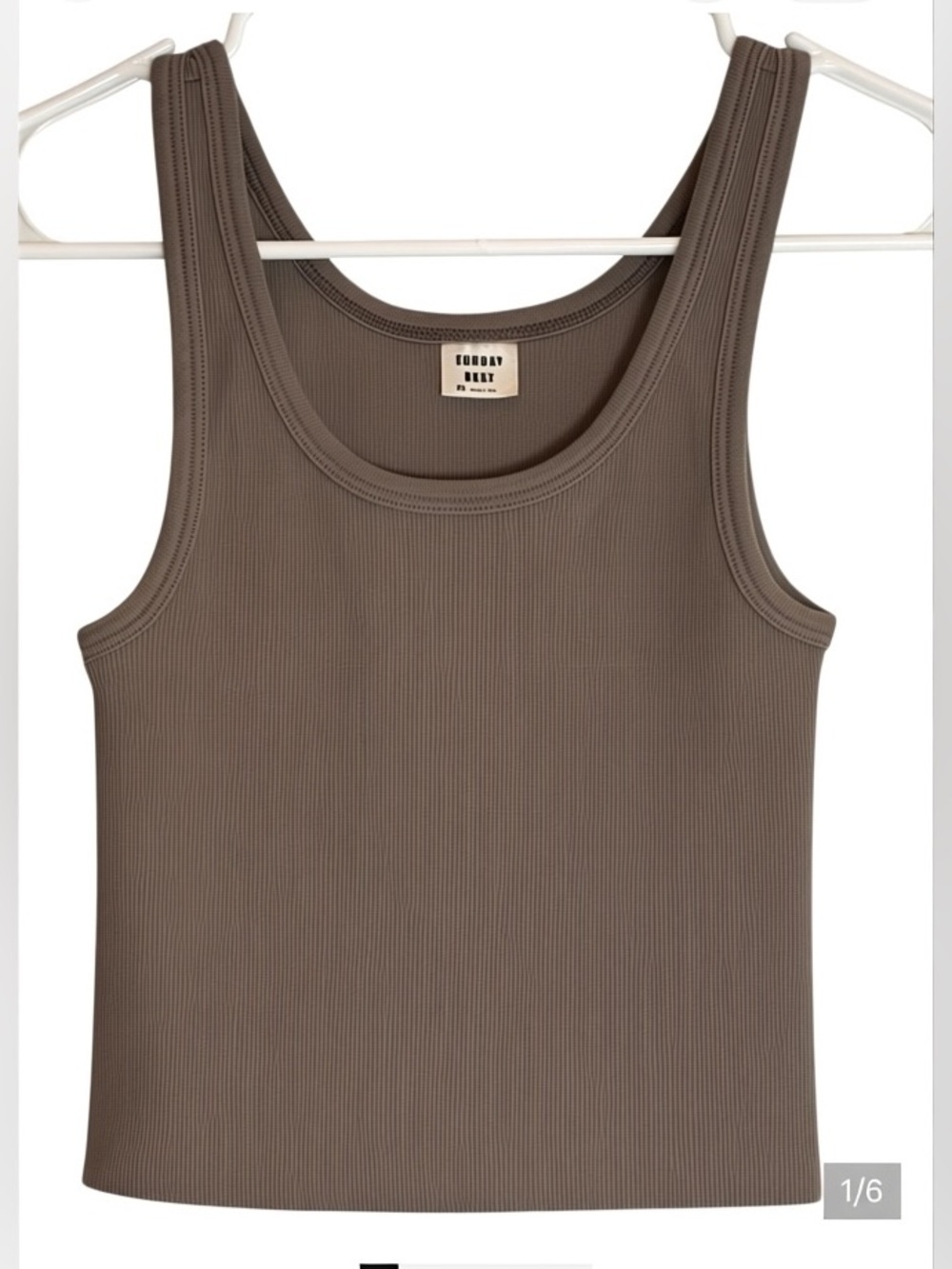 Aritzia Sunday Best Taupe Ribbed Tank Top XS Fitted Stretch Basic